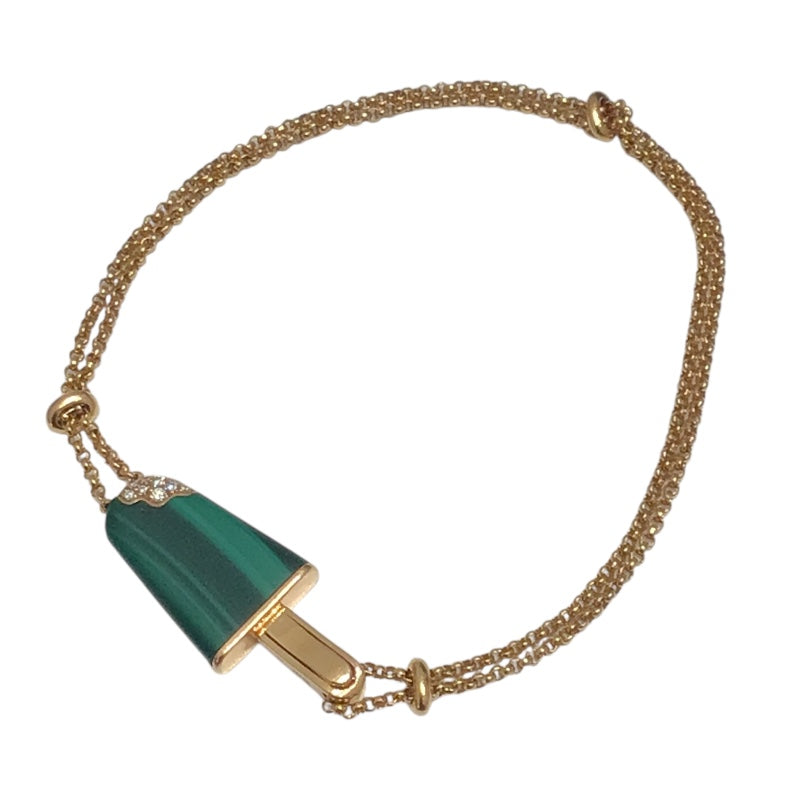 ブルガリ BVLGARI ジェラーティブレスレット ピンクゴールド Au750 マラカイト ジュエリー