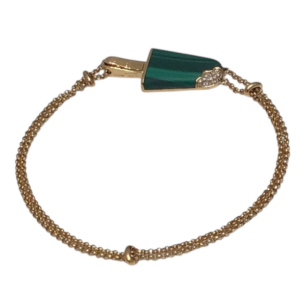 ブルガリ BVLGARI ジェラーティブレスレット ピンクゴールド Au750 マラカイト ジュエリー
