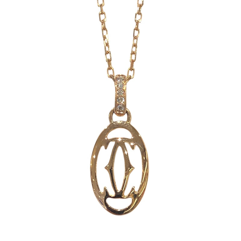 カルティエ Cartier ロゴ ドゥーブル ダイヤモンド ネックレス K18PG ダイヤモンド ジュエリー