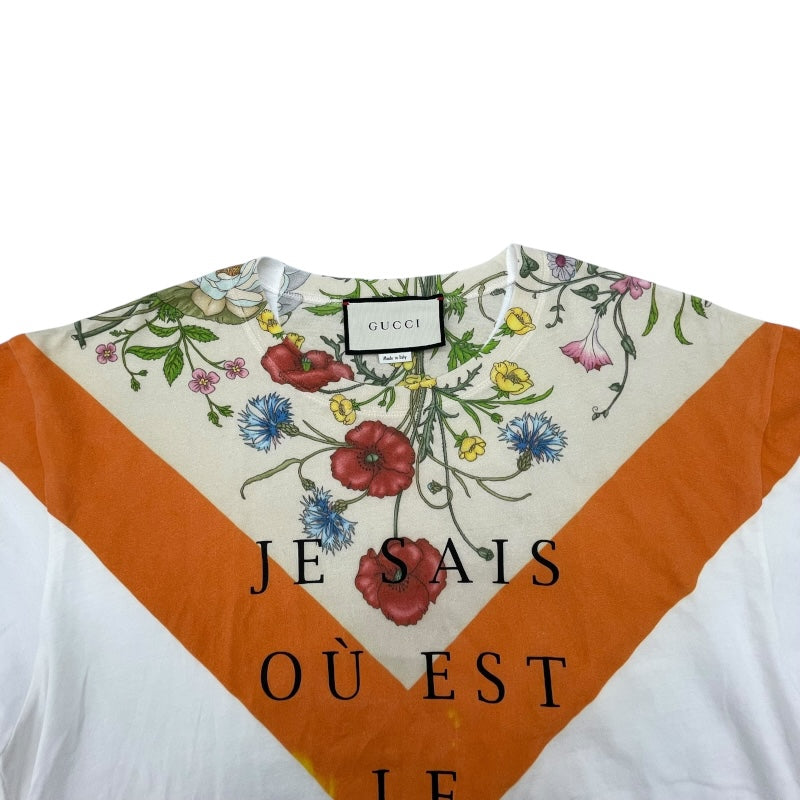 グッチ GUCCI フローラル プリントTシャツ 539081 ホワイト コットン メンズ 半袖Ｔシャツ