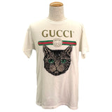 グッチ GUCCI 猫Tシャツ 492347 ホワイト コットン メンズ 半袖Ｔシャツ