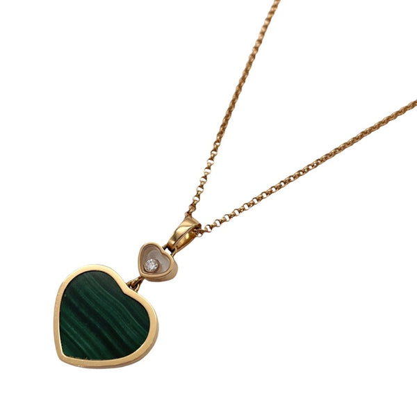ショパール Chopard ハッピーハート ネックレス K18PG ダイヤモンド マラカイト ジュエリー