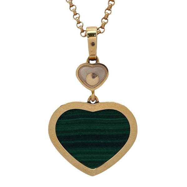 ショパール Chopard ハッピーハート ネックレス K18PG ダイヤモンド マラカイト ジュエリー