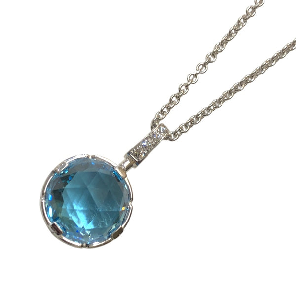 ブルガリ BVLGARI パレンテシカクテル ブルートパーズ／ダイヤ ネックレス 750ＷＧ シルバー×ブルー 750WG ダイヤモンド ジュエリー