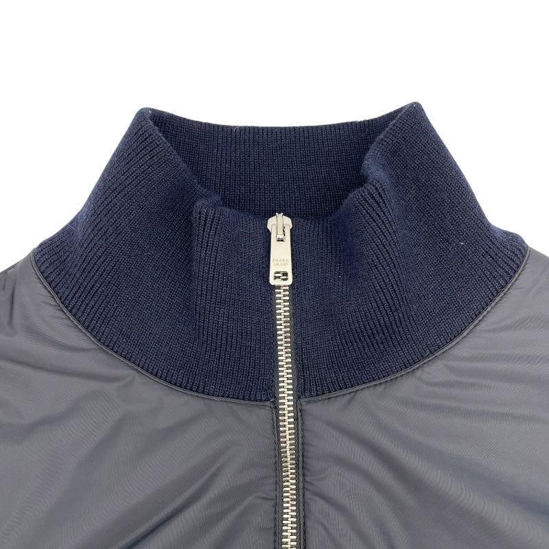 プラダ PRADA トライアングルロゴナイロン切替ブルゾン UMG116 ネイビー ウール メンズ パーカー