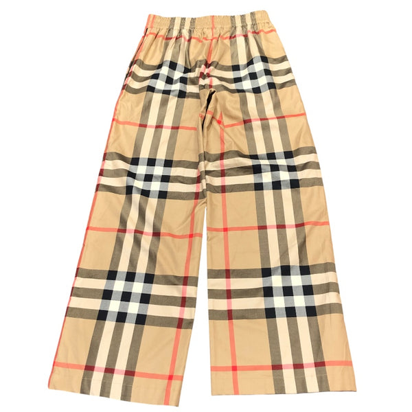 バーバリー BURBERRY チェック柄ワイドイージーパンツ 8085656 ベージュ コットン コットン レディース パンツ