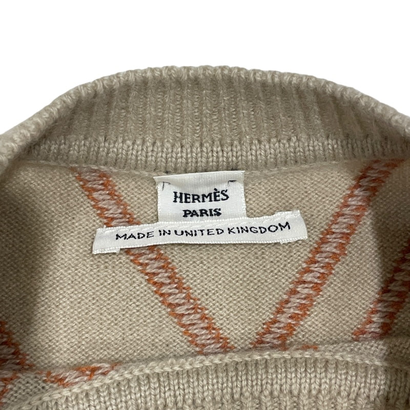 エルメス HERMES Hロンド総柄ニットセーター ２E2632DT ベージュ カシミヤ レディース セーター