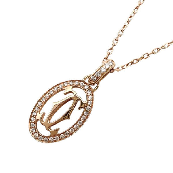 カルティエ Cartier ロゴドゥーブルダイヤネックレス ピンクゴールド 750PG/ダイヤモンド ジュエリー