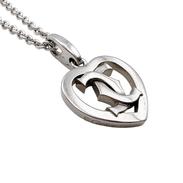 カルティエ Cartier 2Cハートネックレス シルバー 750WG ジュエリー