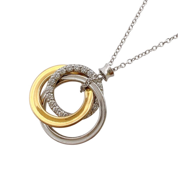 ティファニー TIFFANY＆CO インターロッキング　サークルネックレス シルバー/ゴールド 750WG/ダイヤ ジュエリー