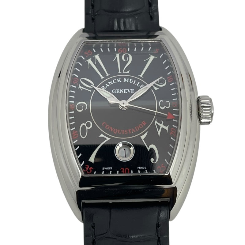 フランク・ミュラー FRANCK MULLER コンキスタドール 8005HSC ブラック SS/革ベルト（社外品） 自動巻き メンズ 腕時計