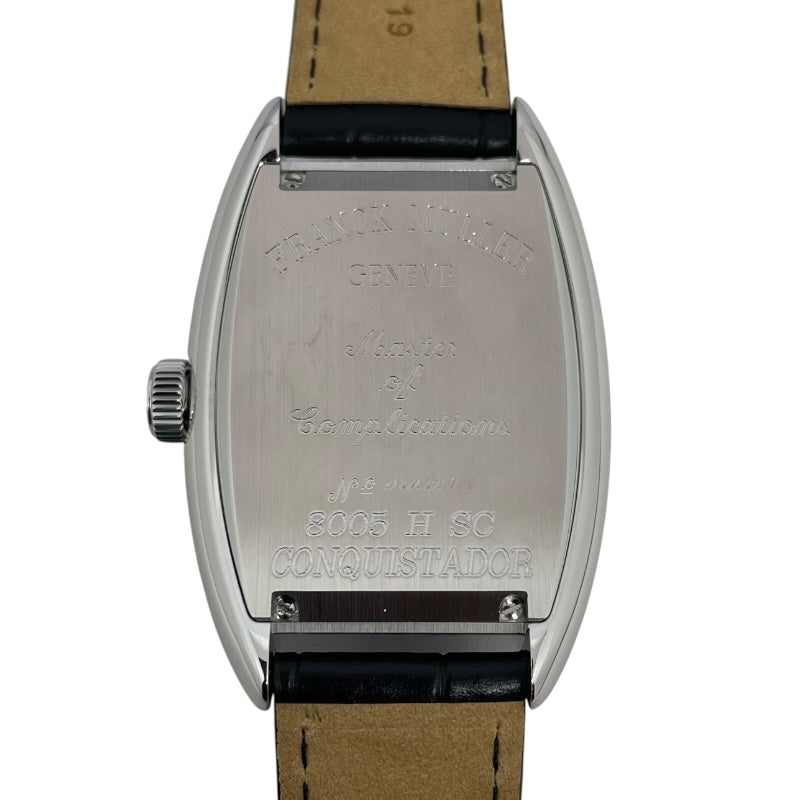 フランク・ミュラー FRANCK MULLER コンキスタドール 8005HSC ブラック SS/革ベルト（社外品） 自動巻き メンズ 腕時計