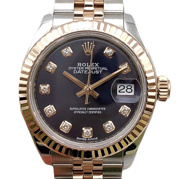 ロレックス ROLEX デイトジャスト28 オーベルジーヌ 279171G パープル SS/PG 自動巻き レディース 腕時計