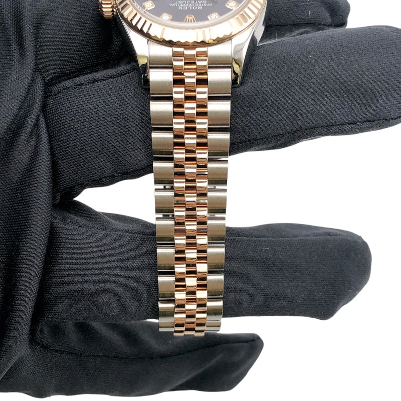 ロレックス ROLEX デイトジャスト28 オーベルジーヌ 279171G パープル SS/PG 自動巻き レディース 腕時計