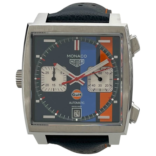 タグ・ホイヤー TAG HEUER モナコ キャリバー11 ガルフスペシャルエディション CAW211R.FC6401 マルチカラー SS/革ベルト 自動巻き メンズ 腕時計