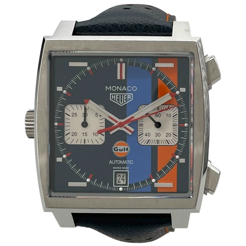 タグ・ホイヤー TAG HEUER モナコ キャリバー11 ガルフスペシャルエディション CAW211R.FC6401 マルチカラー SS/革ベルト 自動巻き メンズ 腕時計