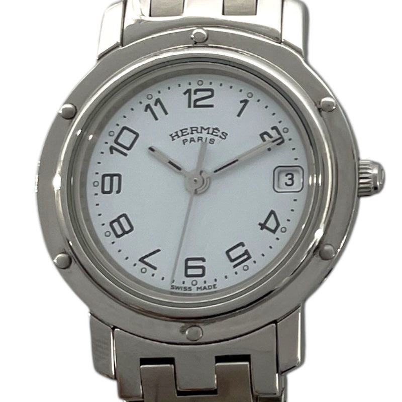 エルメス HERMES クリッパー CL4.210 ホワイト SS レディース 腕時計