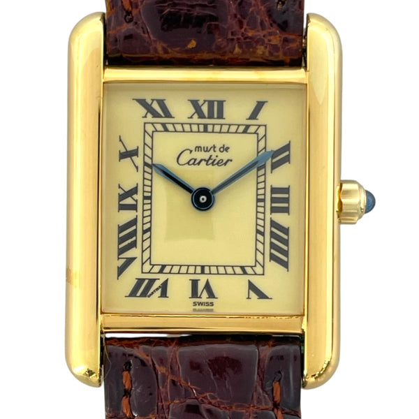 カルティエ Cartier マストタンク ヴェルメイユSM 366001 ベージュ SV/GF クオーツ レディース 腕時計