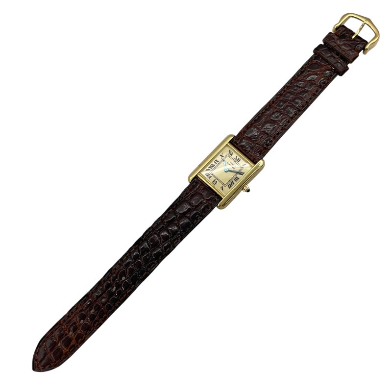 カルティエ Cartier マストタンク ヴェルメイユSM 366001 ベージュ SV/GF クオーツ レディース 腕時計