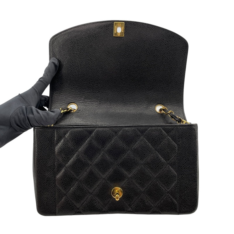 シャネル CHANEL ダイアナ25 A01165　3番台 ブラック　ゴールド金具 キャビアスキン レディース ショルダーバッグ