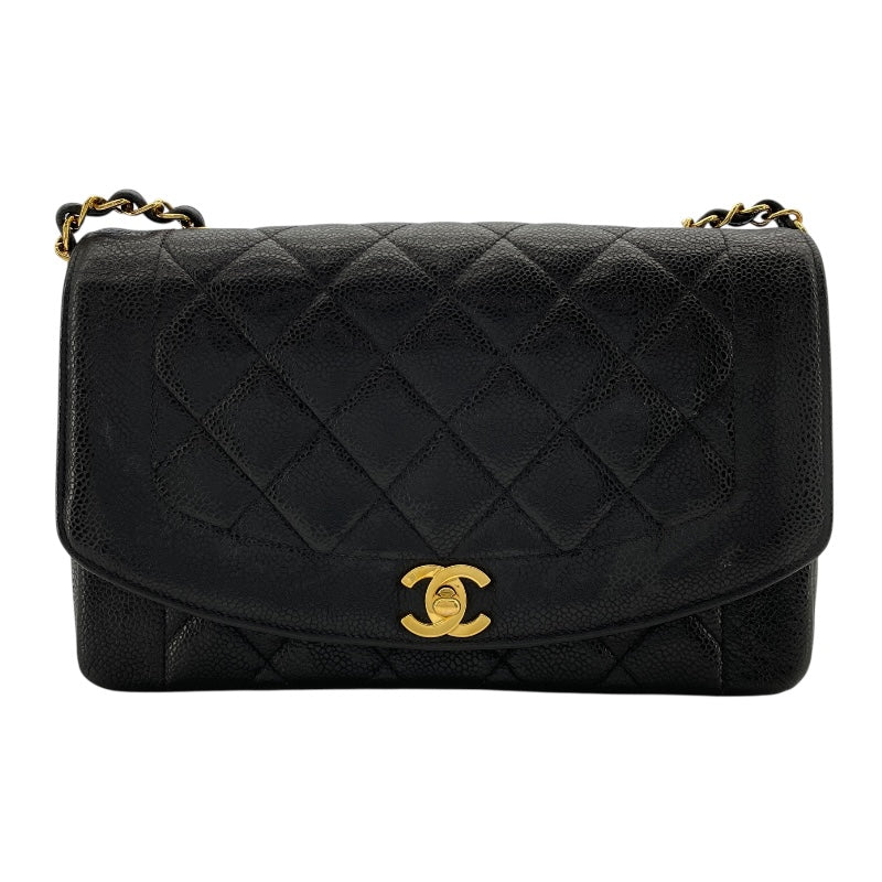 シャネル CHANEL ダイアナ25 A01165　3番台 ブラック　ゴールド金具 キャビアスキン レディース ショルダーバッグ