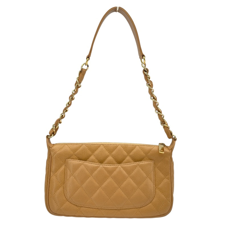 シャネル CHANEL マトラッセワンショルダー A22476 8番台 ベージュ　ゴールド金具 キャビアスキン レディース ショルダーバッグ
