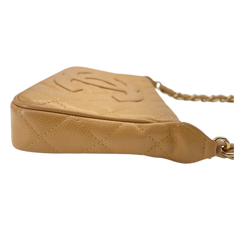シャネル CHANEL マトラッセワンショルダー A22476 8番台 ベージュ　ゴールド金具 キャビアスキン レディース ショルダーバッグ