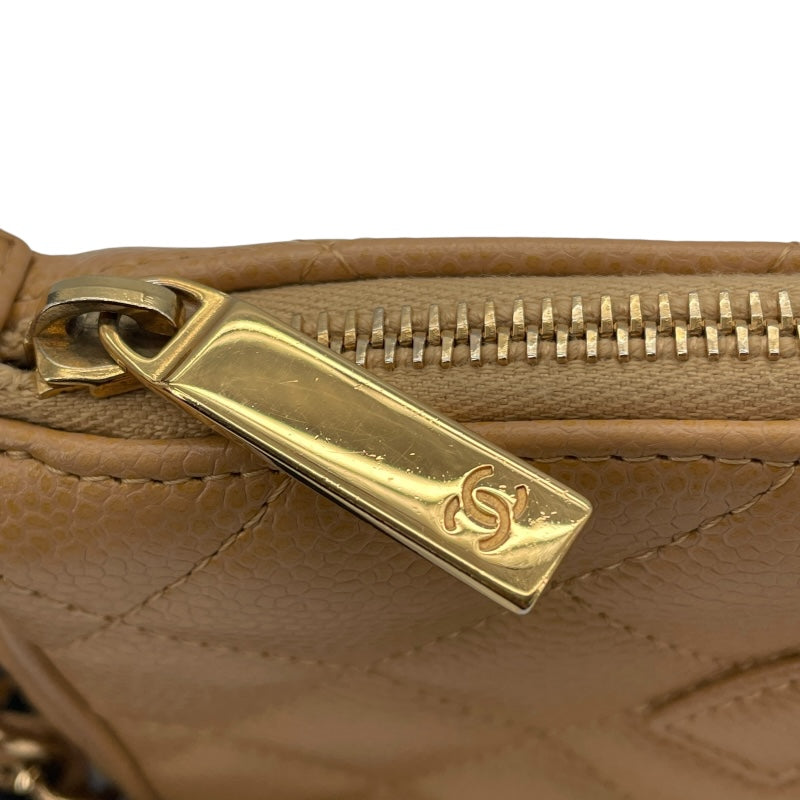 シャネル CHANEL マトラッセワンショルダー A22476 8番台 ベージュ　ゴールド金具 キャビアスキン レディース ショルダーバッグ