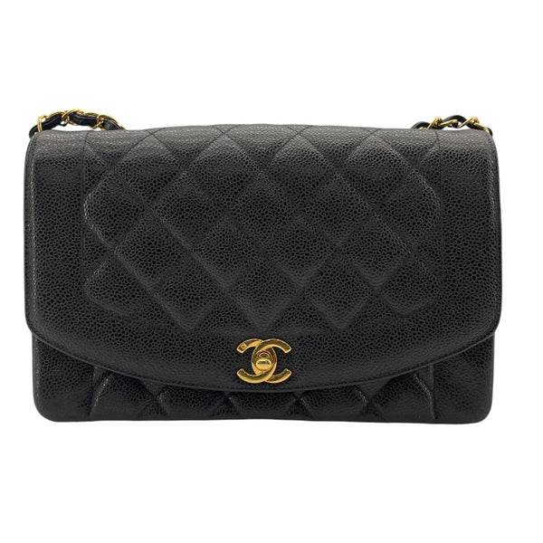 シャネル CHANEL ダイアナ25 A01165 3番台 ブラック　ゴールド金具 キャビアスキン レディース ショルダーバッグ