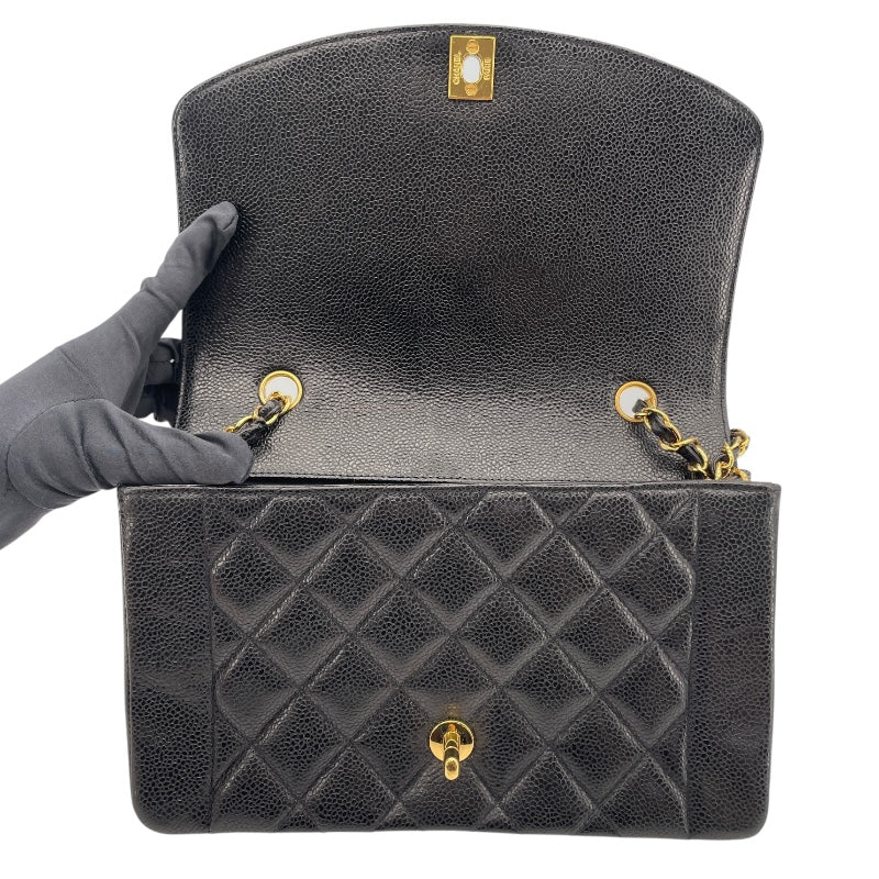 シャネル CHANEL ダイアナ25 A01165 3番台 ブラック　ゴールド金具 キャビアスキン レディース ショルダーバッグ