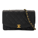 シャネル CHANEL ダイアナ25 A01165 3番台 ブラック　ゴールド金具 キャビアスキン レディース ショルダーバッグ