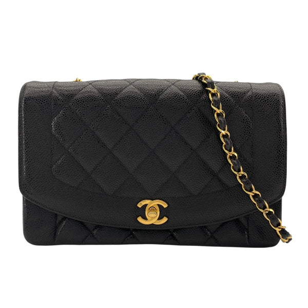 シャネル CHANEL ダイアナ25 A01165 3番台 ブラック　ゴールド金具 キャビアスキン レディース ショルダーバッグ