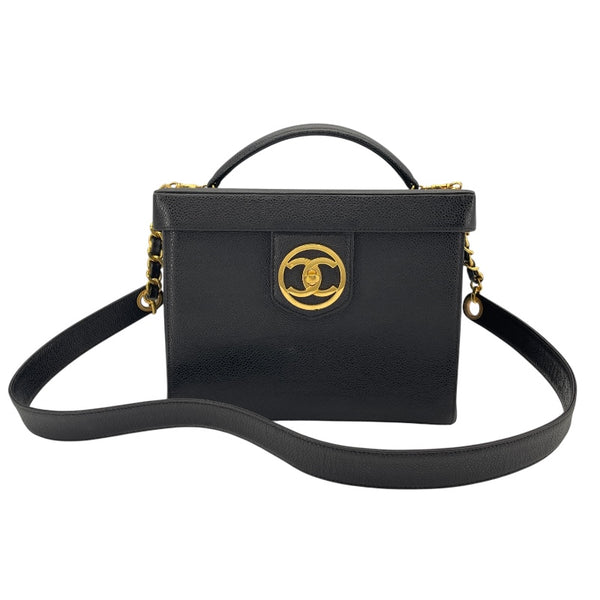 シャネル CHANEL バニティショルダー 3番台 ブラック　GD金具 キャビアスキン レディース ショルダーバッグ