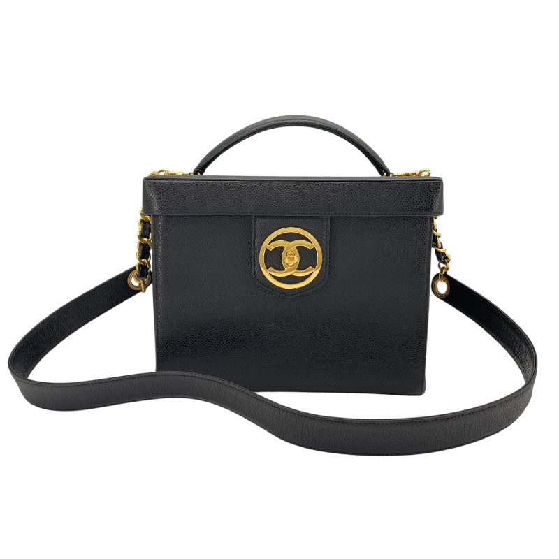 シャネル CHANEL バニティショルダー 3番台 ブラック　GD金具 キャビアスキン レディース ショルダーバッグ
