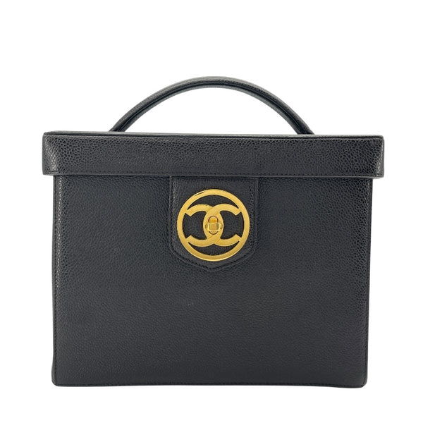 シャネル CHANEL バニティショルダー 3番台 ブラック　GD金具 キャビアスキン レディース ショルダーバッグ