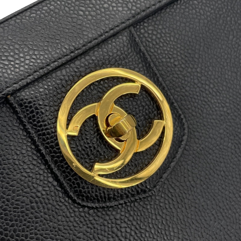 シャネル CHANEL バニティショルダー 3番台 ブラック　GD金具 キャビアスキン レディース ショルダーバッグ