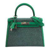 エルメス HERMES ケリー28　外縫い U刻 ミント SV金具 キャドリーユ レディース ショルダーバッグ