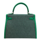 エルメス HERMES ケリー28　外縫い U刻 ミント SV金具 キャドリーユ レディース ショルダーバッグ