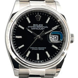 ロレックス ROLEX デイトジャスト36 126200 ブラック SS 自動巻き メンズ 腕時計