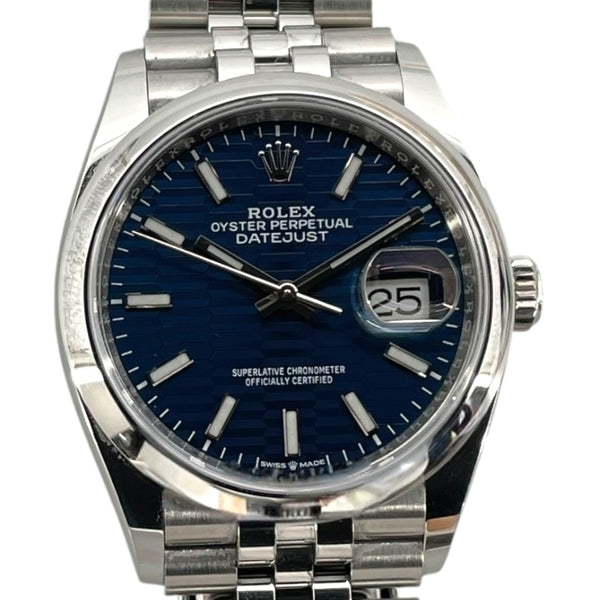 ロレックス ROLEX デイトジャスト36 フル―テッドモチーフ 126200 ブルー SS 自動巻き ユニセックス 腕時計