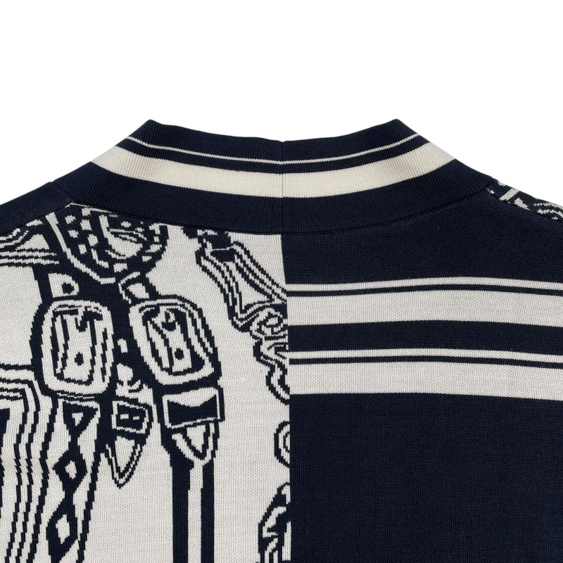 エルメス HERMES En Desordre Finesse シルクカーディガン 4E2727D6 ネイビー シルク レディース カーディガン