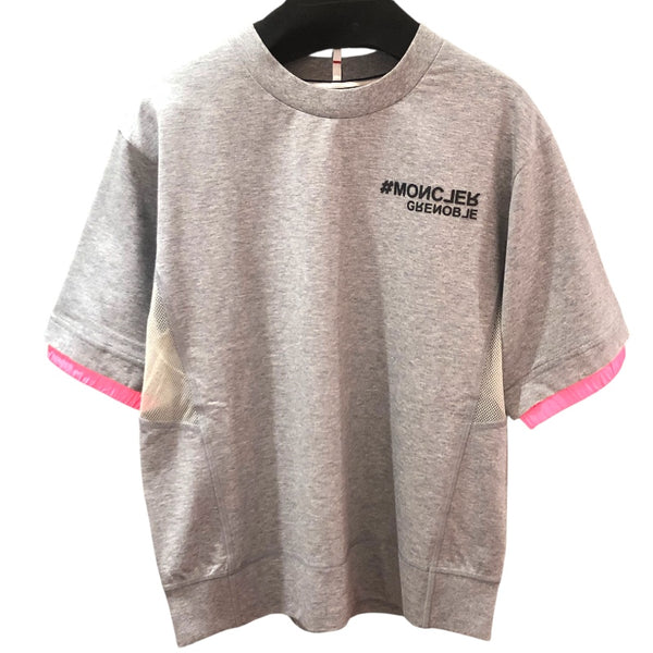モンクレールグルノーブル MONCLER GRENOBLE ロゴTシャツ 8C000 グレー コットン コットン レディース 半袖Ｔシャツ