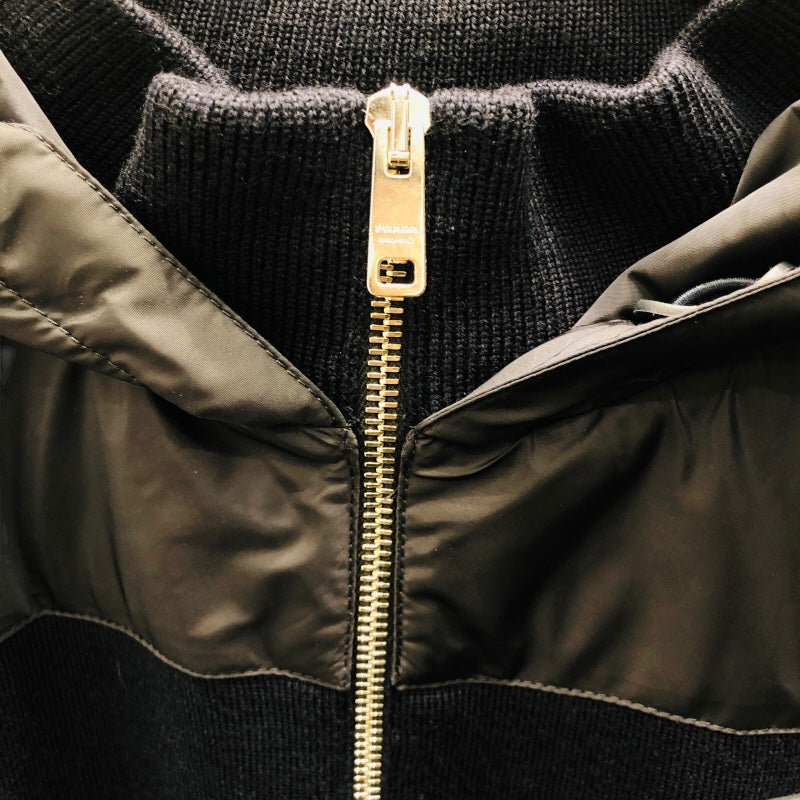 プラダ PRADA トライアングルロゴナイロン切替ブルゾン UMG107 ウール メンズ ブルゾン