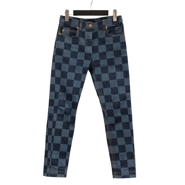 ルイ・ヴィトン LOUIS VUITTON ダミエ柄デニムパンツ FHPA080UY ブルー コットン レディース デニムパンツ