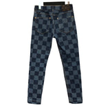 ルイ・ヴィトン LOUIS VUITTON ダミエ柄デニムパンツ FHPA080UY ブルー コットン レディース デニムパンツ