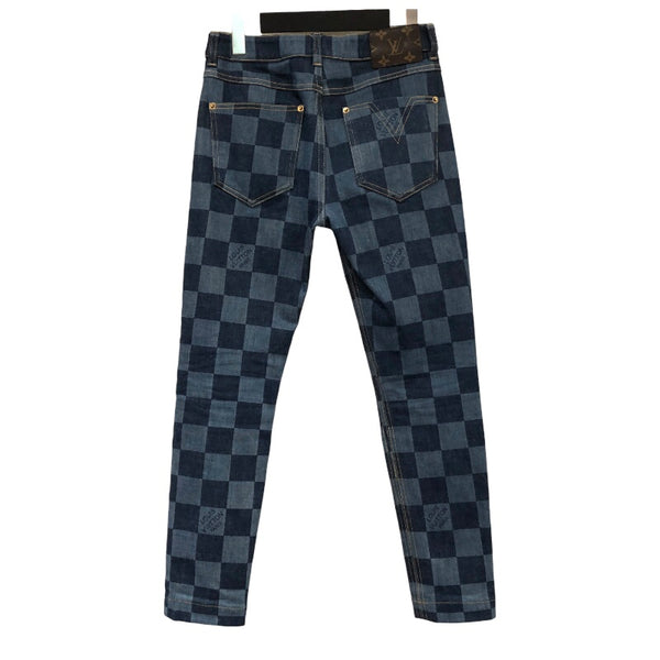ルイ・ヴィトン LOUIS VUITTON ダミエ柄デニムパンツ FHPA080UY ブルー コットン レディース デニムパンツ