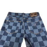 ルイ・ヴィトン LOUIS VUITTON ダミエ柄デニムパンツ FHPA080UY ブルー コットン レディース デニムパンツ