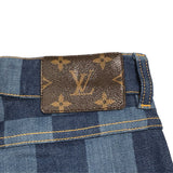 ルイ・ヴィトン LOUIS VUITTON ダミエ柄デニムパンツ FHPA080UY ブルー コットン レディース デニムパンツ
