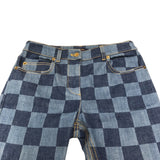 ルイ・ヴィトン LOUIS VUITTON ダミエ柄デニムパンツ FHPA080UY ブルー コットン レディース デニムパンツ