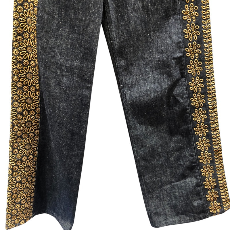 クリスチャン・ディオール Christian Dior デザインバギーデニムパンツ 322P81M3178 インディゴ コットン レディース デニムパンツ